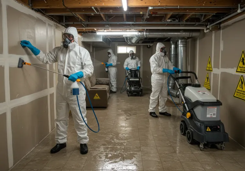 Basement Moisture Removal and Structural Drying process in Cedar Point, NC